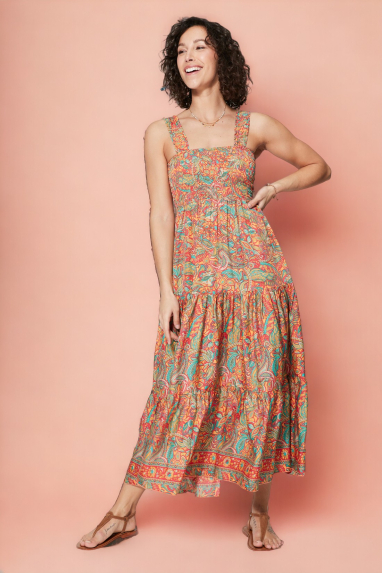 Long summer dress with wide straps - MAXIPA4004I